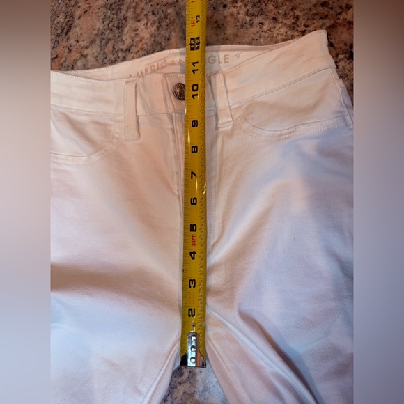 American Eagle Super Stretch White Distressed Jeans Size 0 Short Raw Hem Skinny - Picture 6 of 14